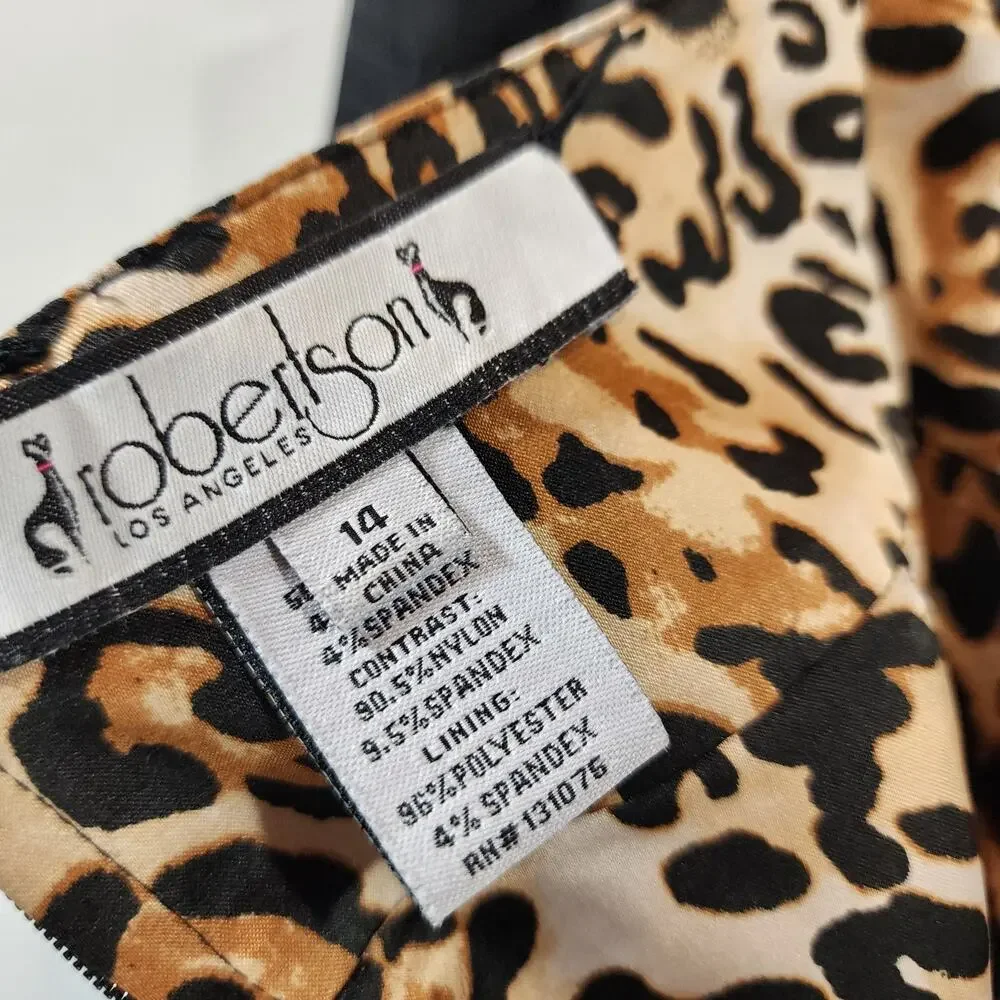 Robertson Los Angeles satin animal print reversable lace trim skirt womans sz 14